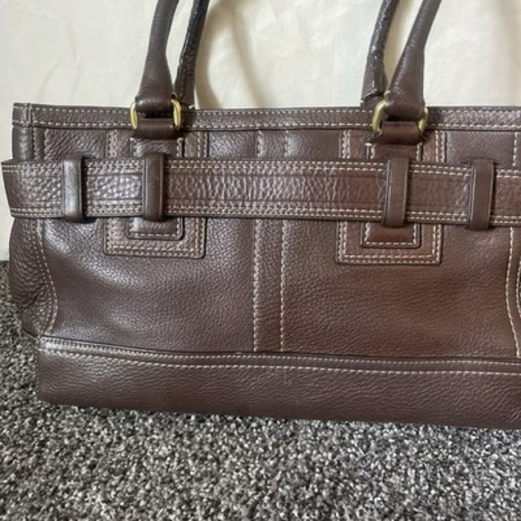 Vintage Coach Hampton Brown Pebbled Leather Satchel Bag Shoulder Tassel 10212 - Picture 3 of 9